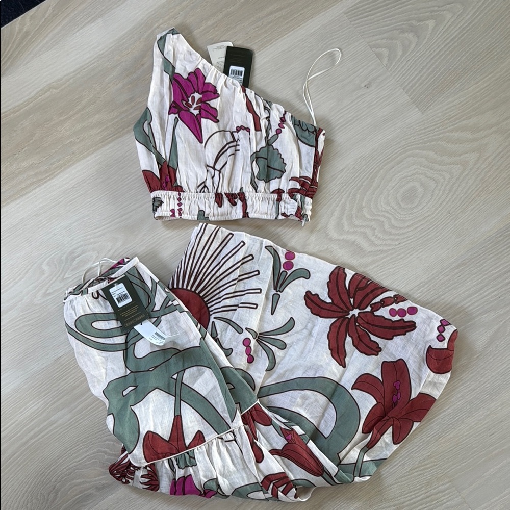 Floral One-Shoulder Skirt Set